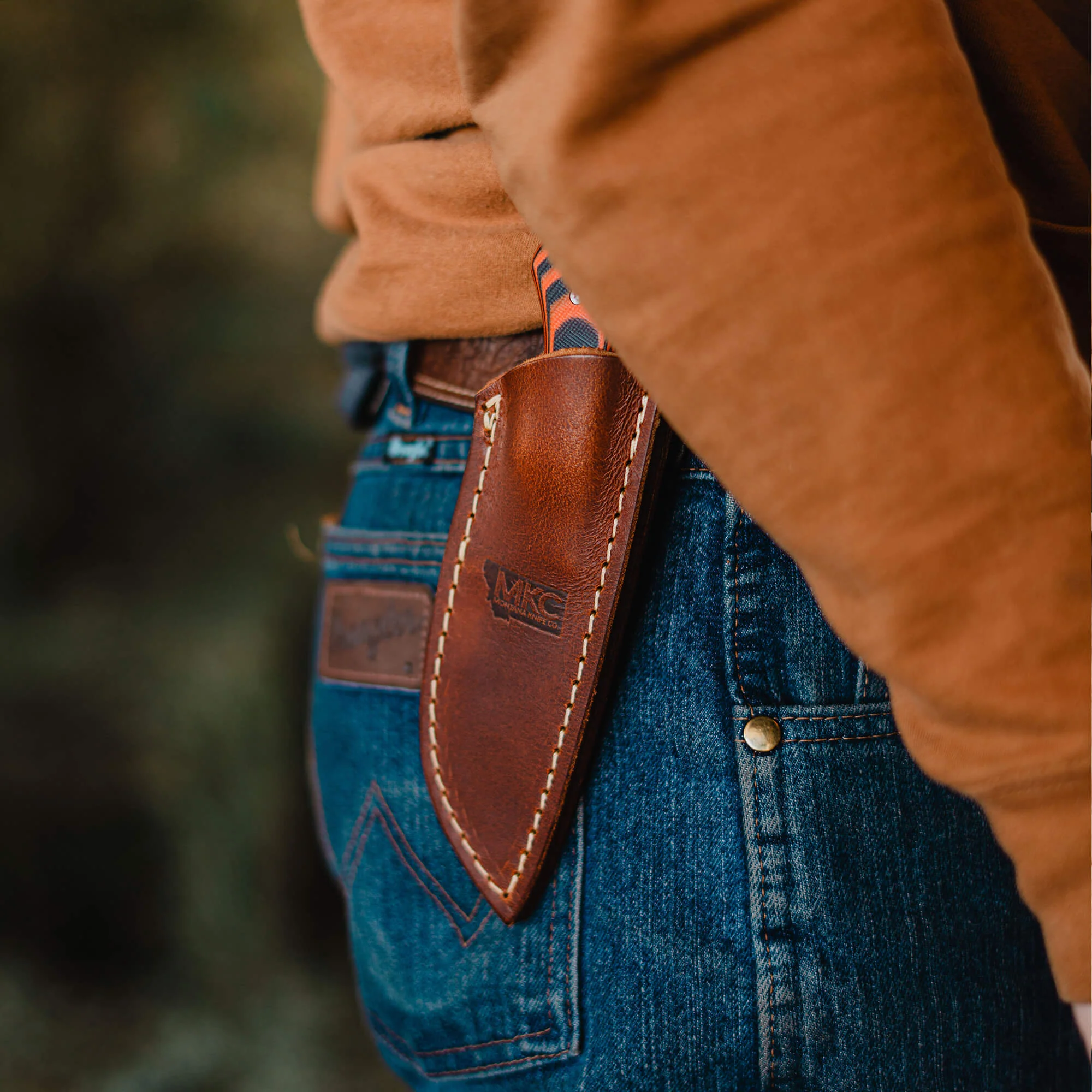 MKC ELK KNIFE LEATHER SHEATH - VERTICAL BELT CARRY - Image 2